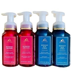 Bath & Body Works White Barn Wildberry Orchid / Midnight Blue Foaming Soap Set 4